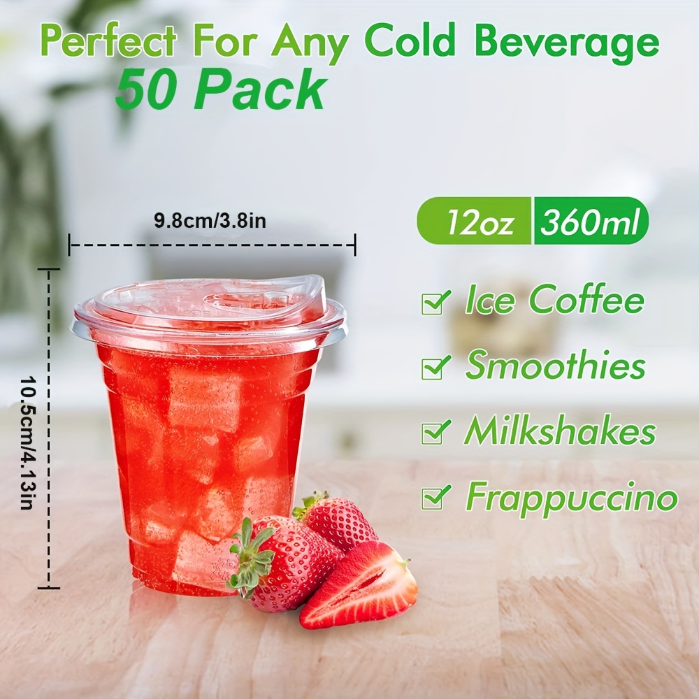 Premium Disposable Plastic Cold Drink Cups With Strawless Sip Lids 6