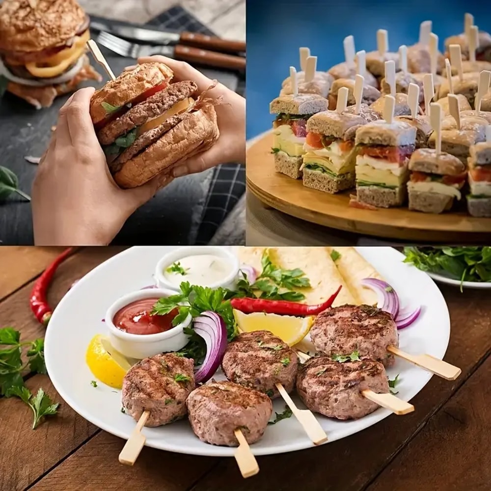 Natural Bamboo BBQ Grilling Skewers Disposable Bamboo Sticks for Parties, Kabobs & Fruit