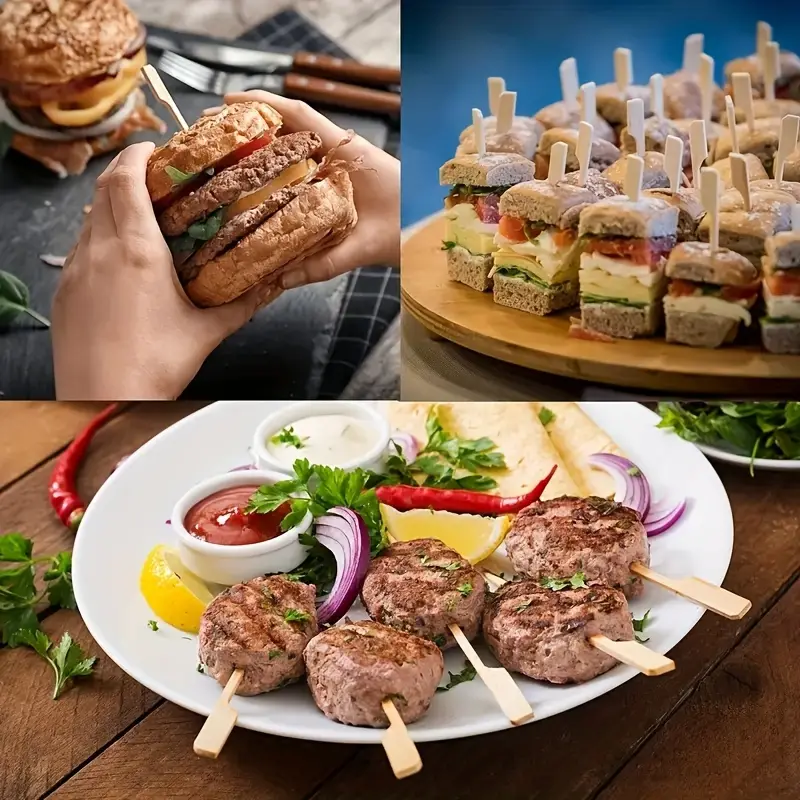 Natural Bamboo BBQ Grilling Skewers Disposable Bamboo Sticks for Parties, Kabobs & Fruit