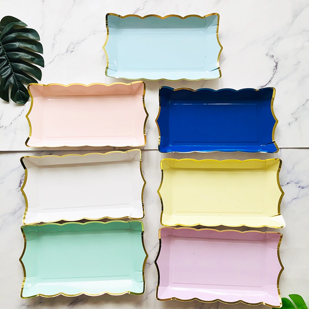 Premium Rectangular Solid Color Disposable Paper Plates 0