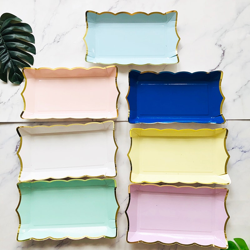 Premium Rectangular Solid Color Disposable Paper Plates 0