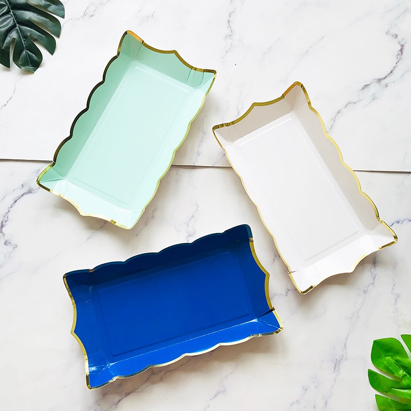 Premium Rectangular Solid Color Disposable Paper Plates 2