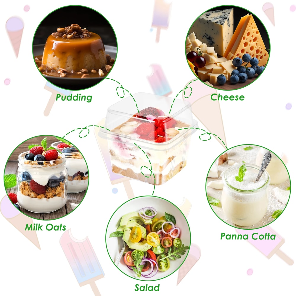 Dessert Cups with Lids Clear Square Plastic Dessert Boxes