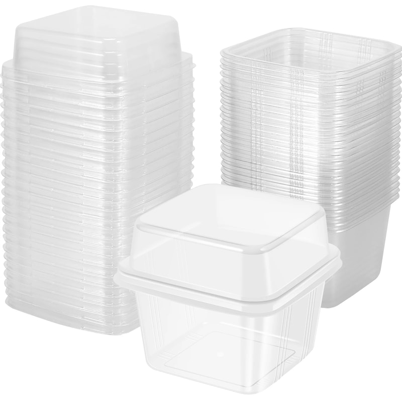 Dessert Cups with Lids Clear Square Plastic Dessert Boxes