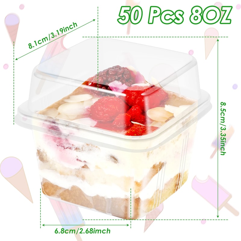 Dessert Cups with Lids Clear Square Plastic Dessert Boxes