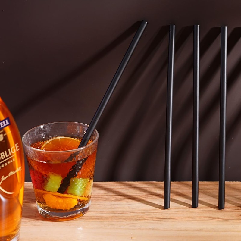 Premium Black Plastic Straws Disposable Cocktail & Party Straws for Coffee & Bar