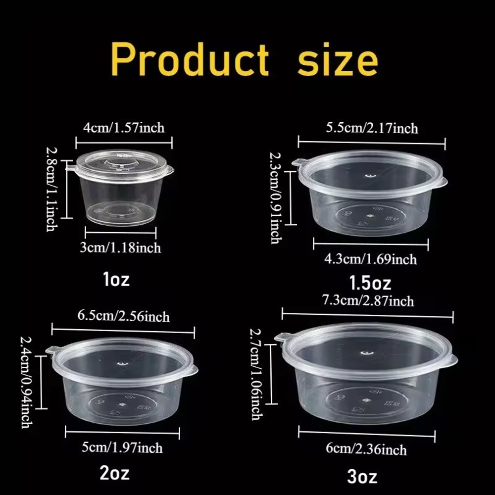 Leak Proof Disposable Sauce Cups With Lids For Dressings Condiments And Takeaway Meals 1