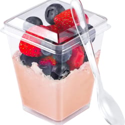 premium clear plastic dessert cups with lids & spoons pudding & party serving cups