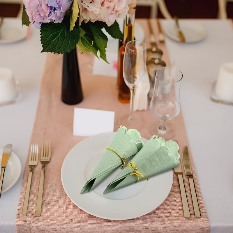 Green Paper Napkins For Wedding Table Party Dinner Event Decor 3