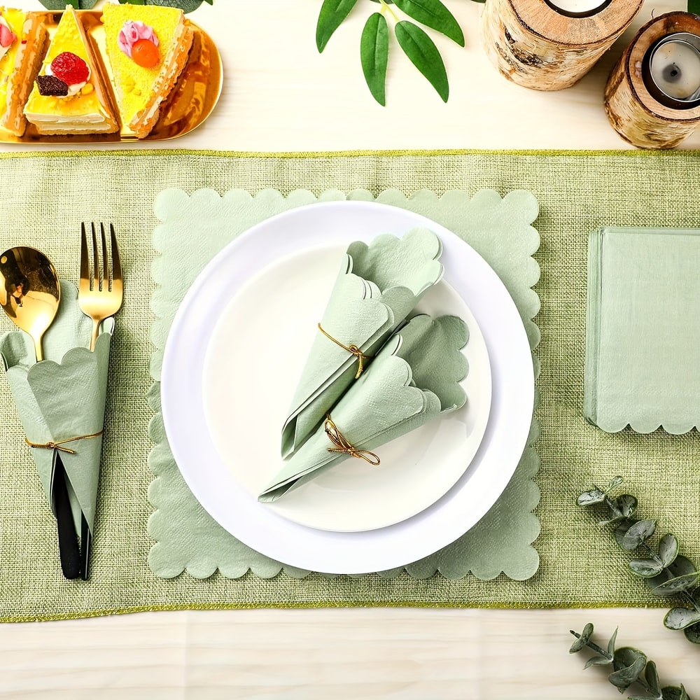 Green Paper Napkins For Wedding Table Party Dinner Event Decor 4