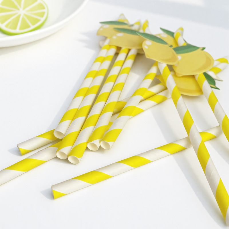 Lemon Paper Straws for Summer Parties, Baby Showers and Birthday Drinks