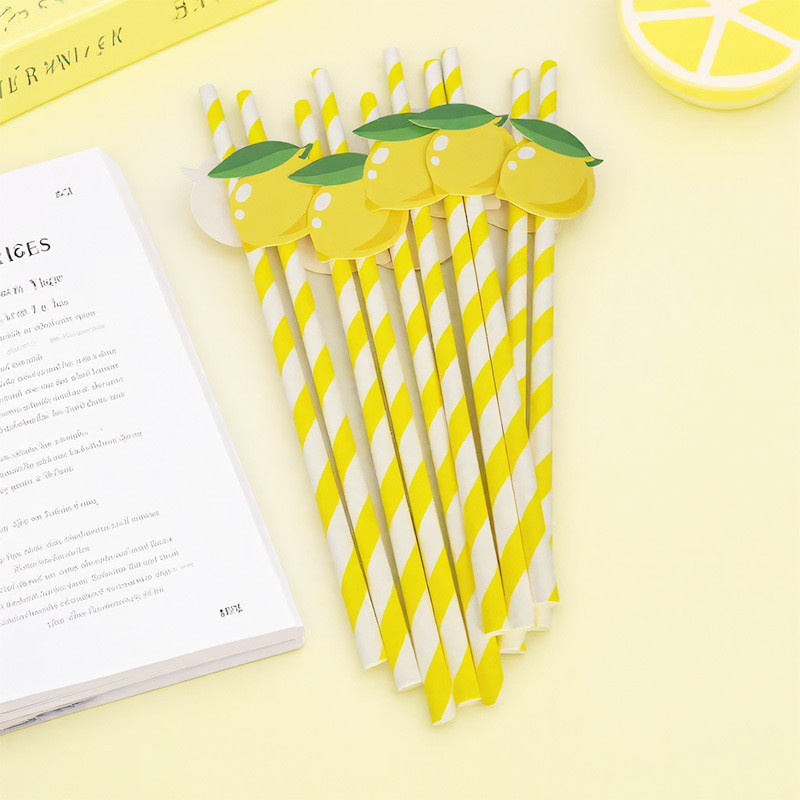 Lemon Paper Straws for Summer Parties, Baby Showers and Birthday Drinks