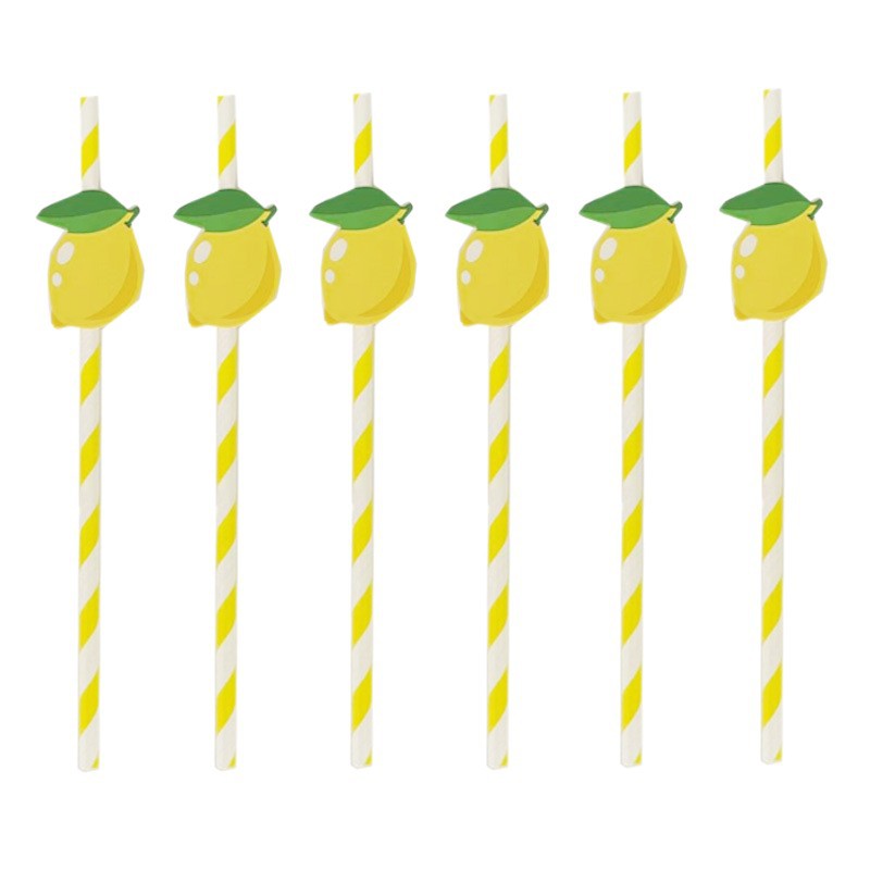 Lemon Paper Straws for Summer Parties, Baby Showers and Birthday Drinks