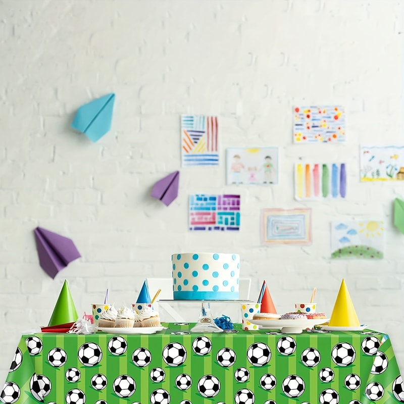 Soccer Field Disposable Tablecloth for Football Birthday Party Decor