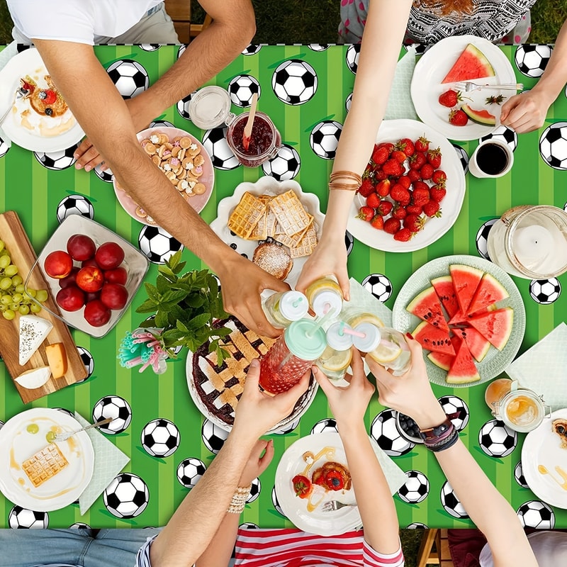 Soccer Field Disposable Tablecloth for Football Birthday Party Decor