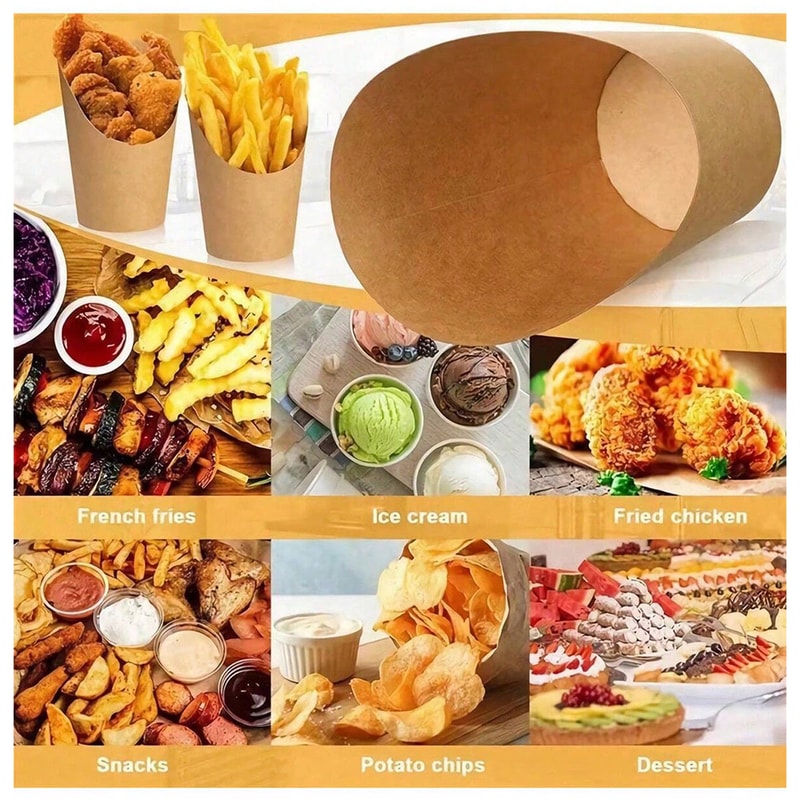 Disposable Charcuterie Cups Kraft Paper French Fry Holder Cups For Parties 1
