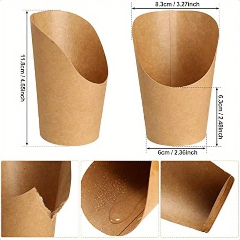 Disposable Charcuterie Cups Kraft Paper French Fry Holder Cups For Parties 4