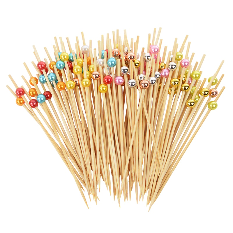 Elegant Pearl Cocktail Picks Bamboo Skewers For Wedding Appetizers Fruit Buffet Party Food Picks 7