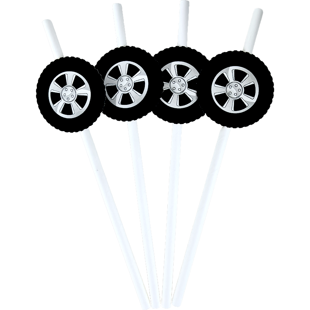 Racing Wheel Tire Paper Straws For Race Car Birthday Party Decor 8