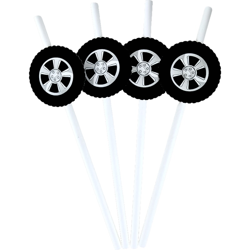 Racing Wheel Tire Paper Straws For Race Car Birthday Party Decor 8