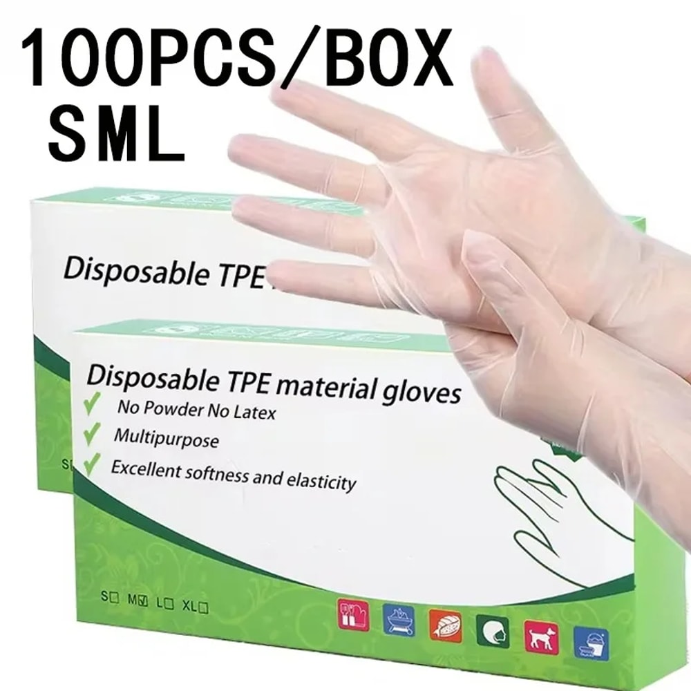 Disposable TPE Gloves Waterproof Protective Gloves for Kitchen, Cleaning & Food Prep