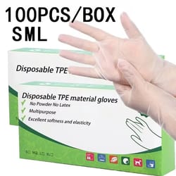 disposable tpe gloves waterproof protective gloves for kitchen, cleaning & food prep