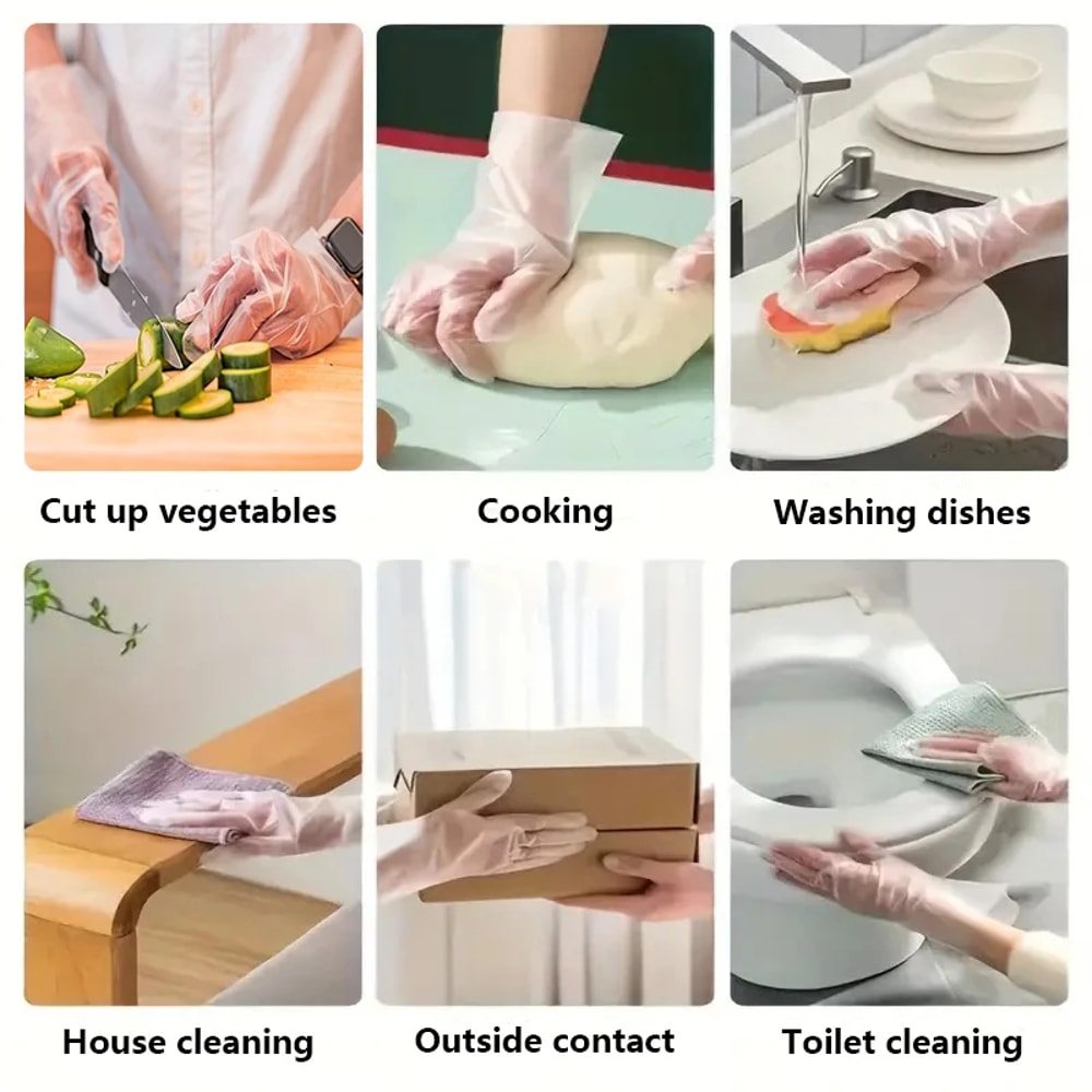 Disposable TPE Gloves Waterproof Protective Gloves for Kitchen, Cleaning & Food Prep