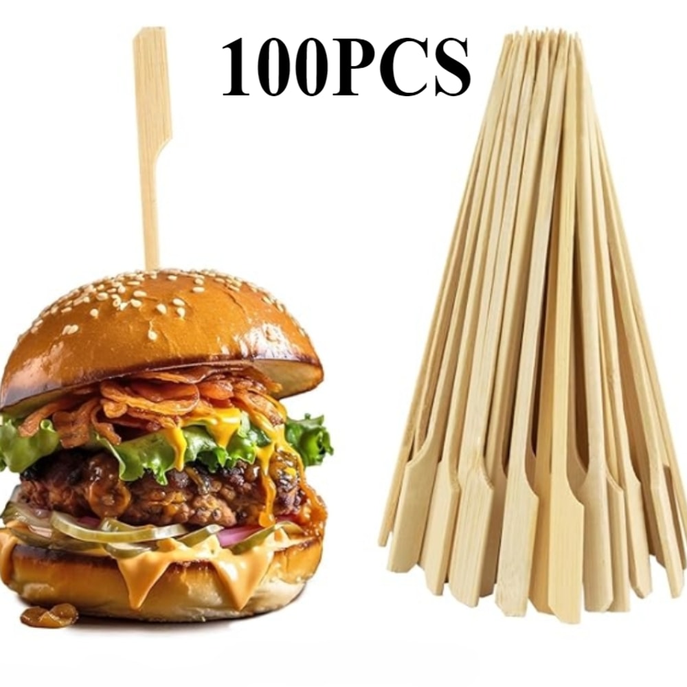 Bamboo BBQ Skewers & Disposable Bamboo Forks Party Appetizer Picks