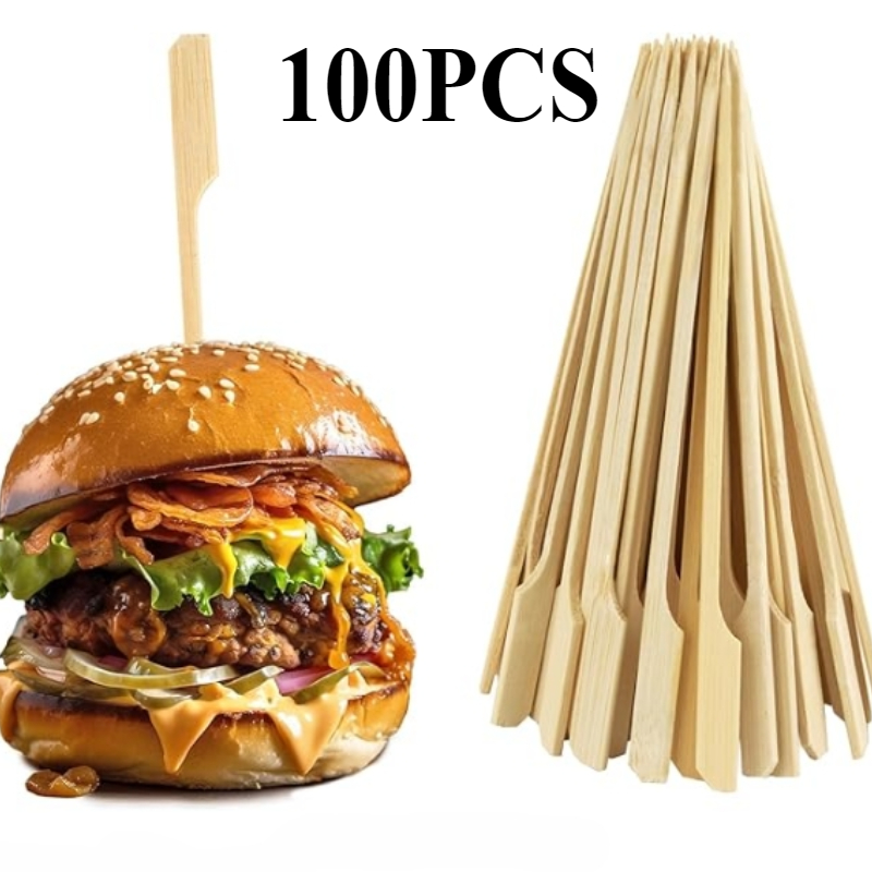 Bamboo BBQ Skewers & Disposable Bamboo Forks Party Appetizer Picks
