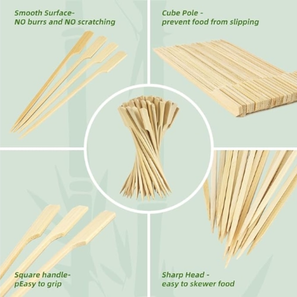 Bamboo BBQ Skewers & Disposable Bamboo Forks Party Appetizer Picks