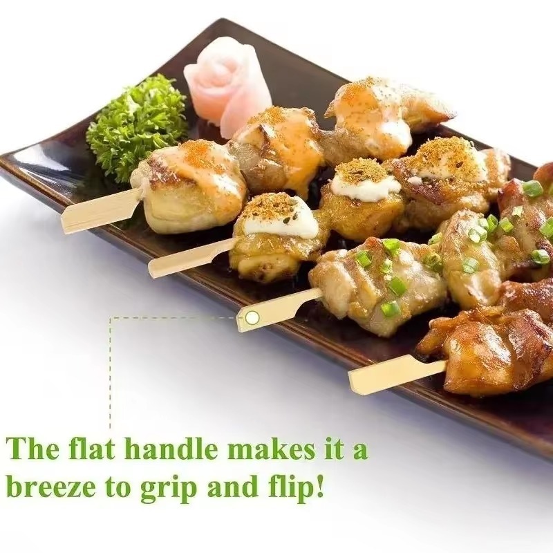 Bamboo BBQ Skewers & Disposable Bamboo Forks Party Appetizer Picks