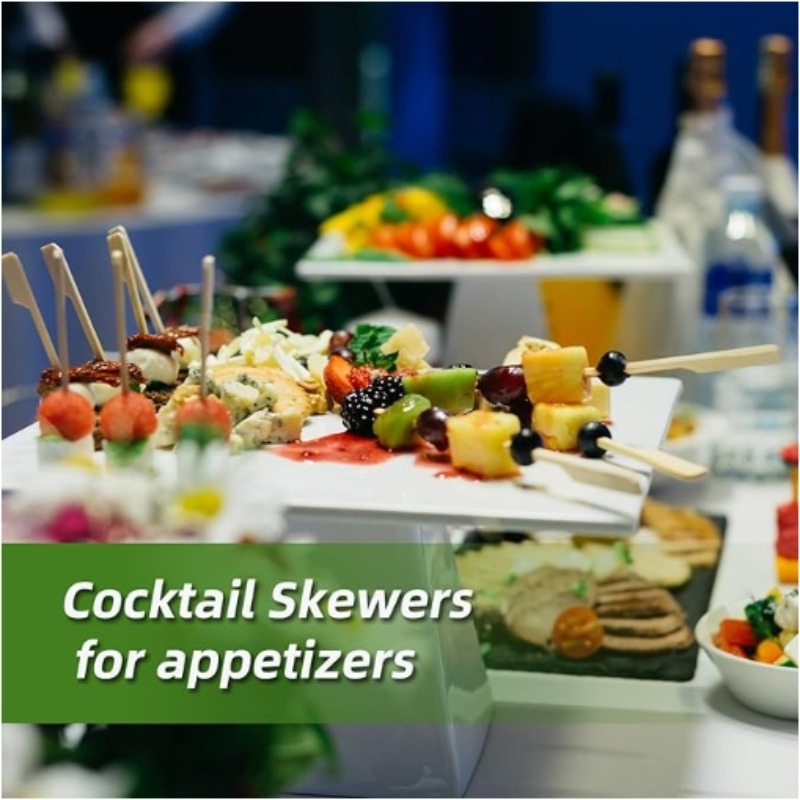 Bamboo BBQ Skewers & Disposable Bamboo Forks Party Appetizer Picks