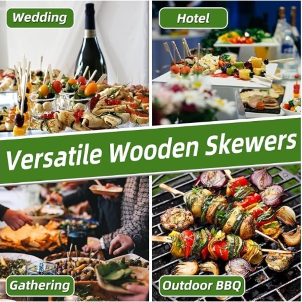 Bamboo BBQ Skewers & Disposable Bamboo Forks Party Appetizer Picks