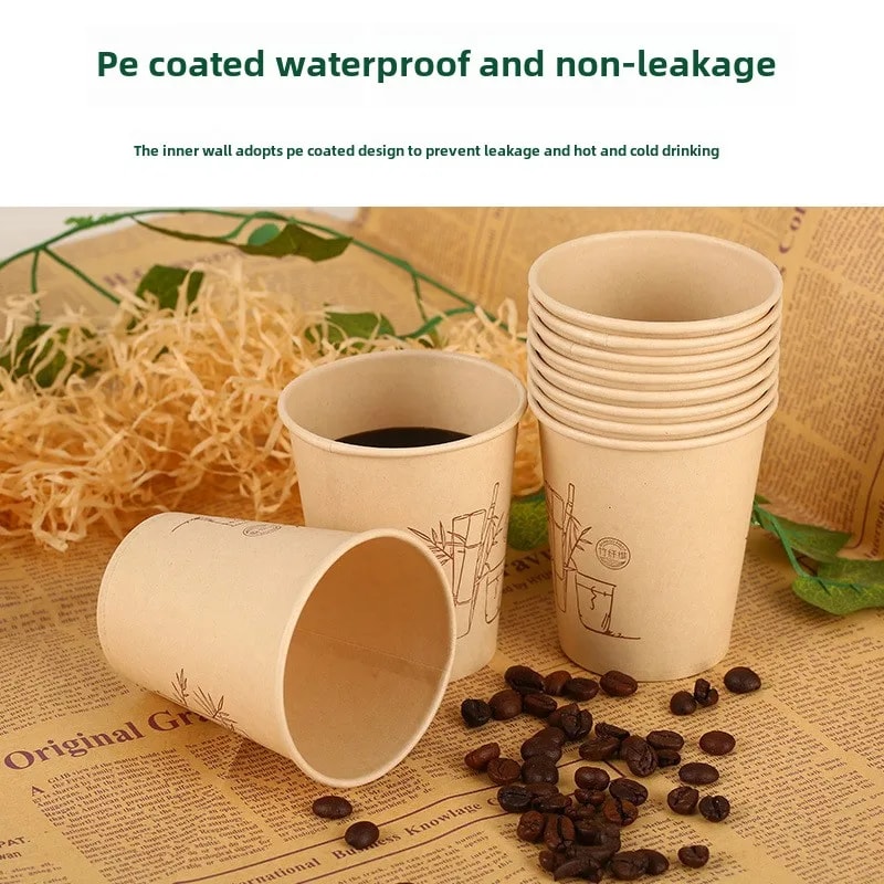Natural Bamboo Fiber Cups Disposable Paper Cups For Hot Cold Drinks 1
