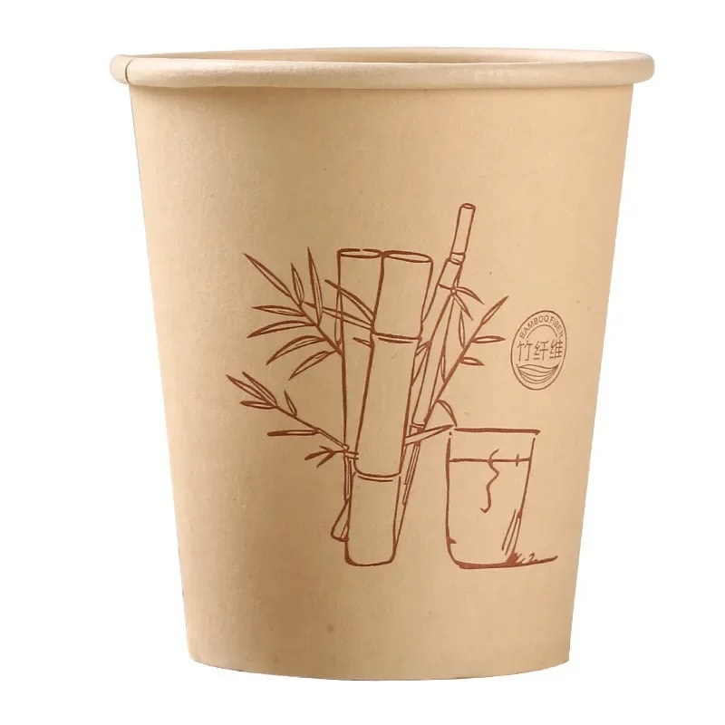 Natural Bamboo Fiber Cups Disposable Paper Cups For Hot Cold Drinks 3