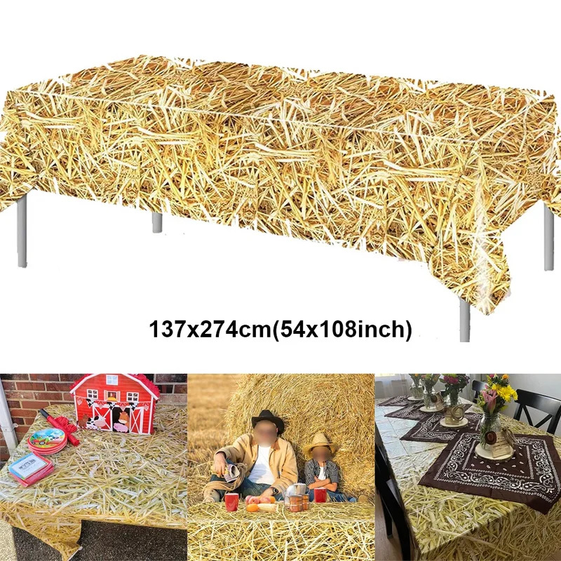 Straw Table Cover For Western Cowboy Farm Party Decorations 0