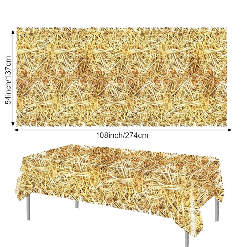 Straw Table Cover For Western Cowboy Farm Party Decorations 1