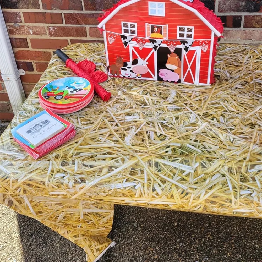 Straw Table Cover For Western Cowboy Farm Party Decorations 3