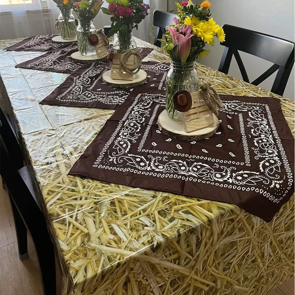 Straw Table Cover For Western Cowboy Farm Party Decorations 5