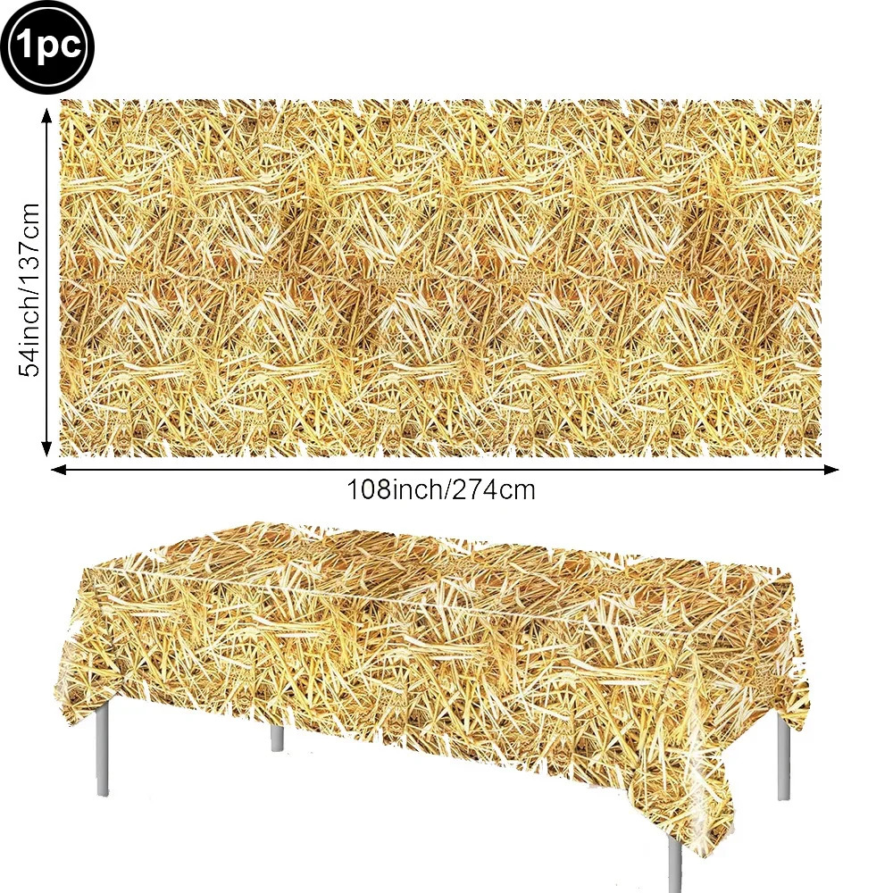 Straw Table Cover For Western Cowboy Farm Party Decorations 6