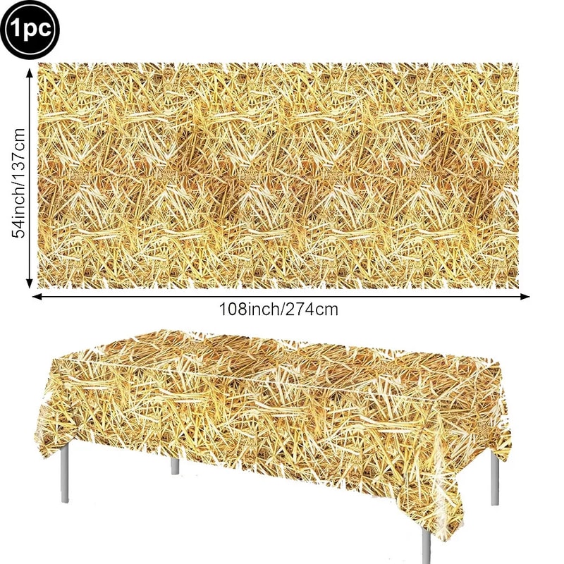 Straw Table Cover For Western Cowboy Farm Party Decorations 6