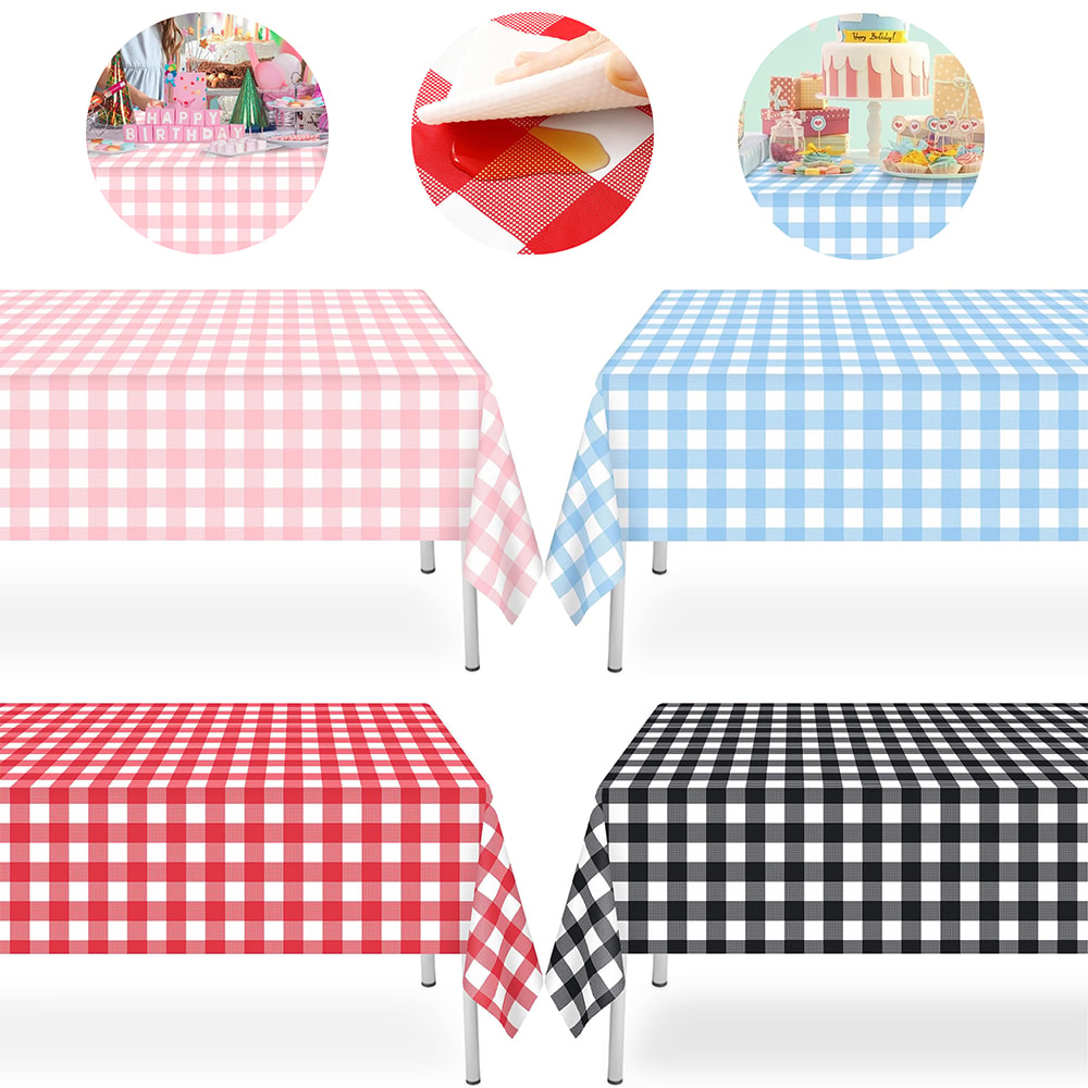Premium Disposable Checkered Tablecloth Plastic Party Table Cover Picnic Decor 0