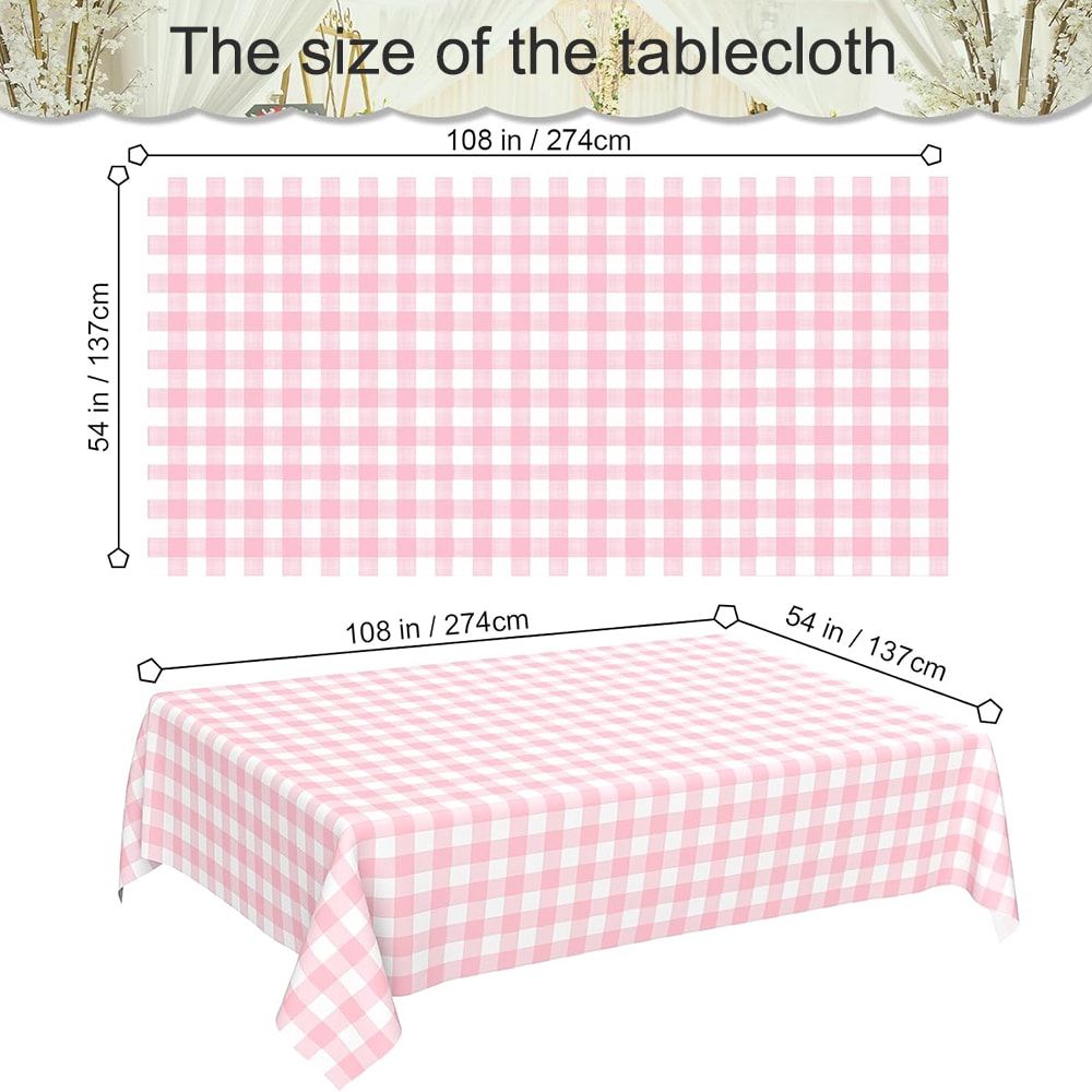 Premium Disposable Checkered Tablecloth Plastic Party Table Cover Picnic Decor 4