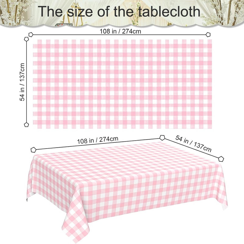 Premium Disposable Checkered Tablecloth Plastic Party Table Cover Picnic Decor 4