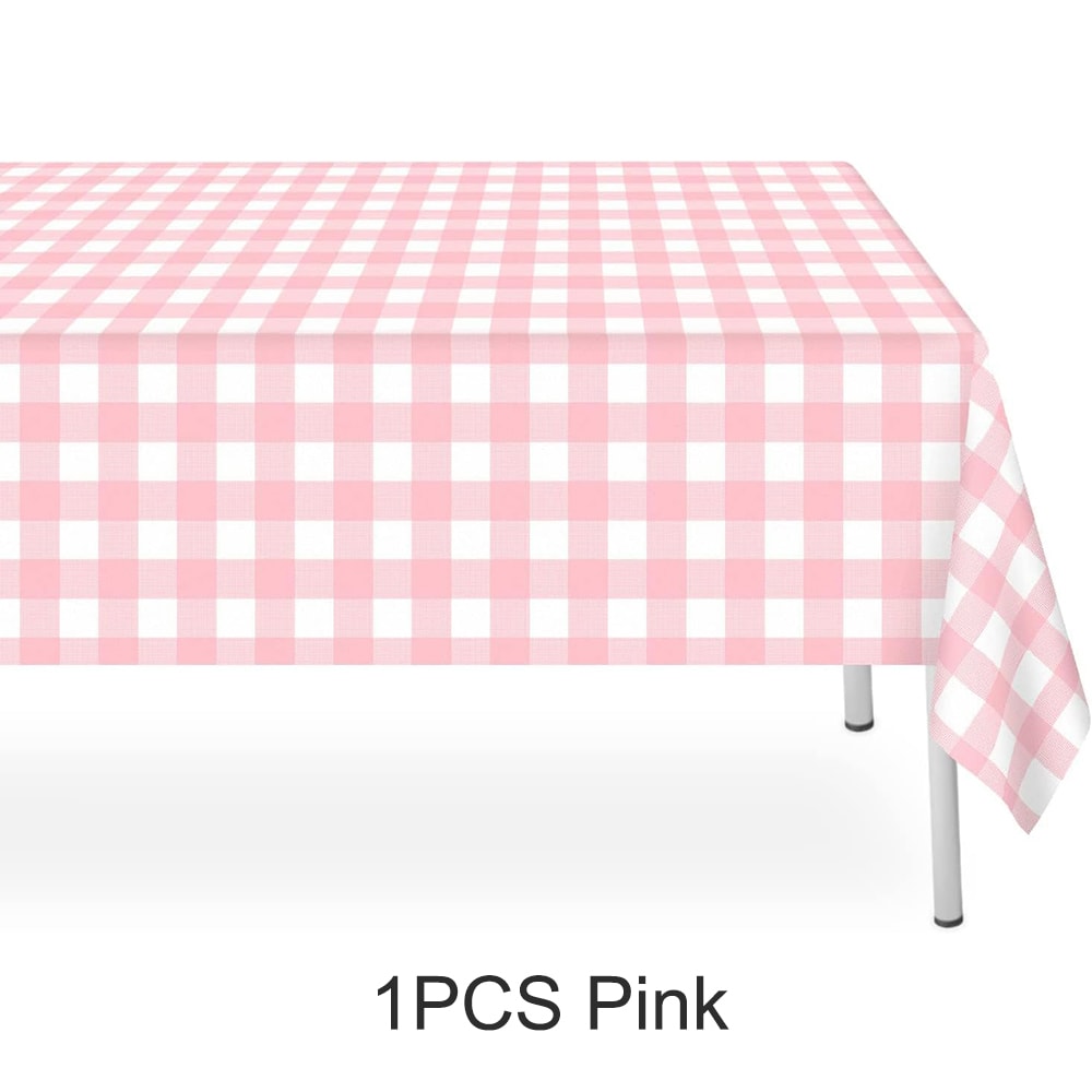 Premium Disposable Checkered Tablecloth Plastic Party Table Cover Picnic Decor 7