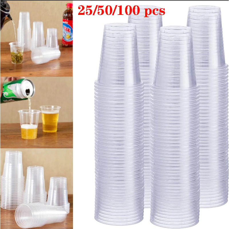 Clear Plastic Cups Durable Disposable Cups for Party, Picnic & Event Tableware