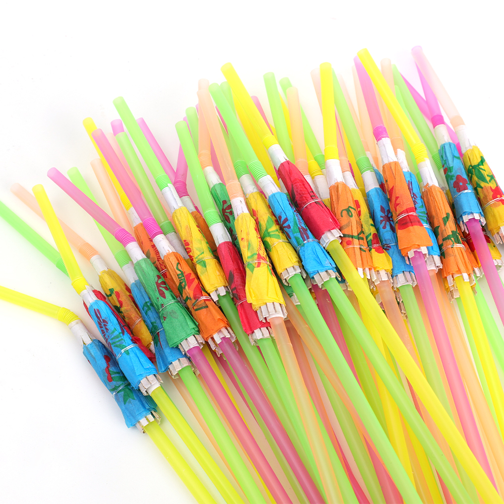 Tropical Umbrella Party Straws Colorful Disposable Cocktail Party Straws 1