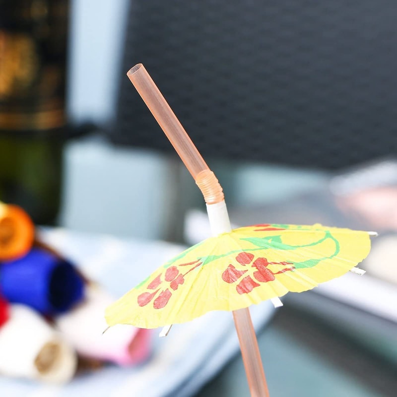 Tropical Umbrella Party Straws Colorful Disposable Cocktail Party Straws 3