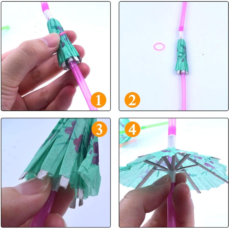 Tropical Umbrella Party Straws Colorful Disposable Cocktail Party Straws 4
