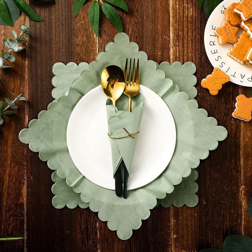 Premium Scalloped Paper Napkins Disposable Party Wedding Birthday Napkins 4